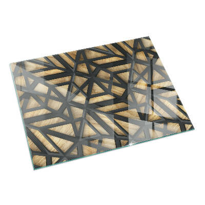 Rektangulär glasskiva framför öppen spis Geometri med trä