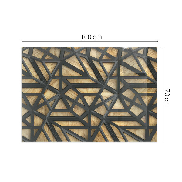 Rektangulär glasskiva framför öppen spis Geometri med trä