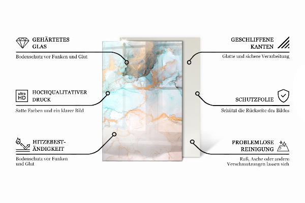 Rektangulär glasskiva under kamin Abstrakt geometriskt mönster