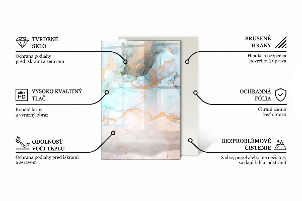 Rektangulär glasskiva under kamin Abstrakt geometriskt mönster