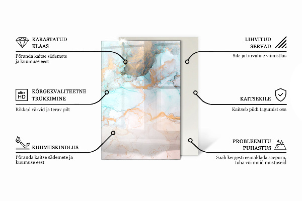 Rektangulär glasskiva under kamin Geometriskt 3D-mönster