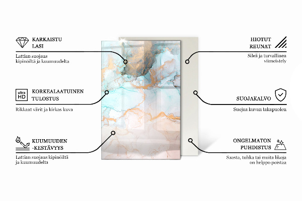 Rektangulär glasskiva under kamin Geometriskt 3D-mönster