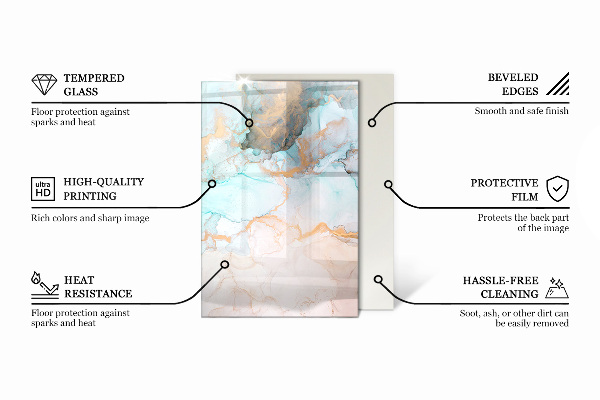 Rektangulär glasskiva under kamin Polygonala mönster i rutnät