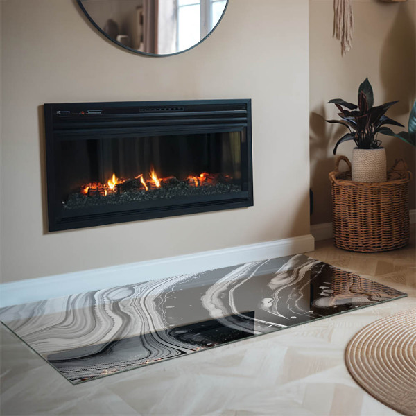 Rektangulär glasskiva under braskamin Abstrakta vågor och linjer