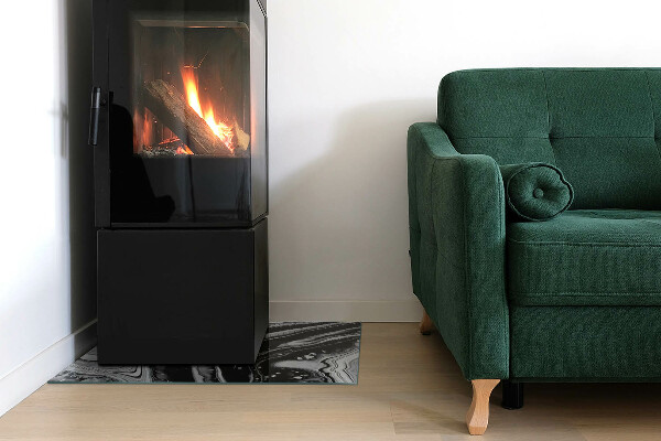 Rektangulär glasskiva under braskamin Abstrakta vågor och linjer