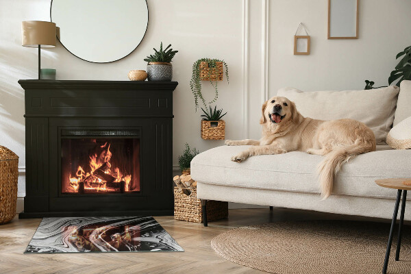 Rektangulär glasskiva under braskamin Abstrakta vågor och linjer