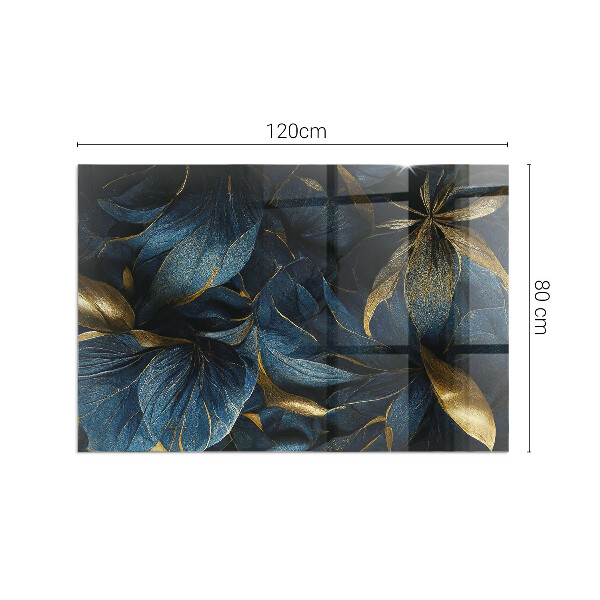 Rektangulär glasskiva under kamin Eleganta blad i textur