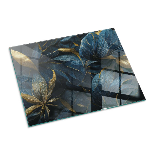 Rektangulär glasskiva under kamin Eleganta blad i textur