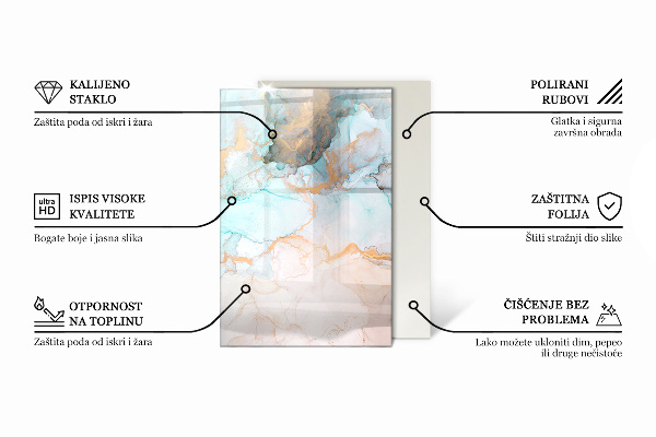 Rektangulär glasskiva under kamin Eleganta blad i textur