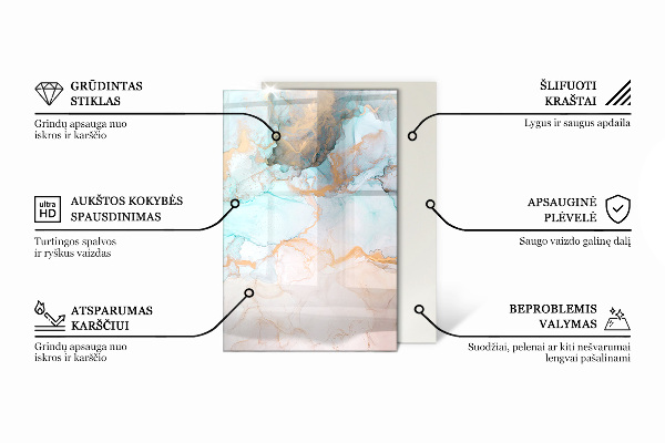 Rektangulär glasskiva under kamin Eleganta blad i textur