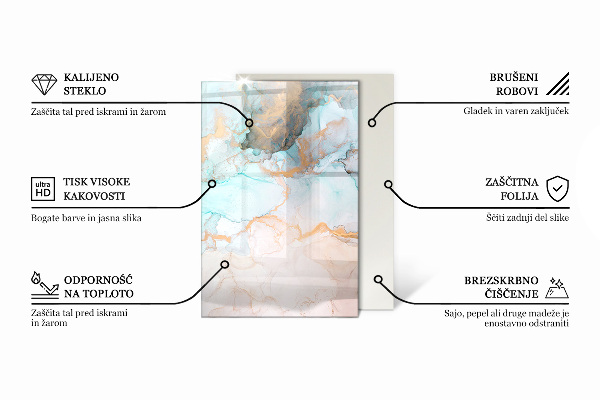 Rektangulär glasskiva under kamin Eleganta blad i textur