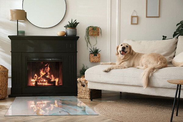 Rektangulär glasskiva under braskamin Abstrakt flytande mönster