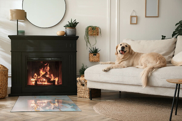 Rektangulär glasskiva under braskamin Abstrakt flytande mönster