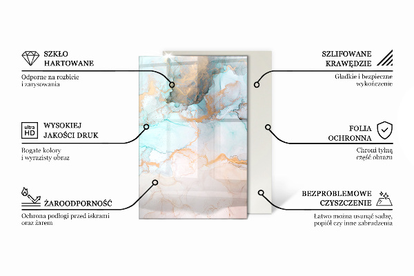 Rektangulär glasskiva under kamin Naturligt stenmönster