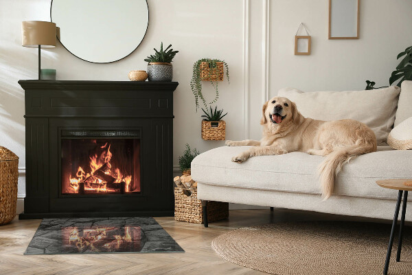 Rektangulär glasskiva under kamin Naturligt stenmönster