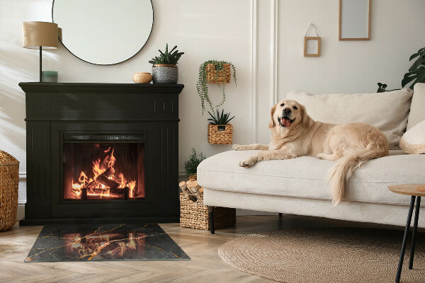 Rektangulär glasskiva under braskamin Elegant marmor med ådringar