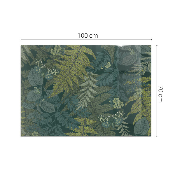 Rektangulär glasskiva framför öppen spis Växtmotiv med fjärilar