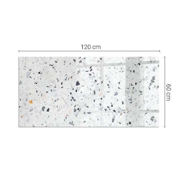 Rektangulär glasskiva under braskamin Stenmönster med små partiklar