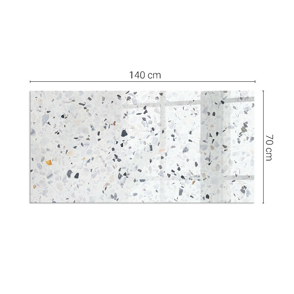 Rektangulär glasskiva under braskamin Stenmönster med små partiklar