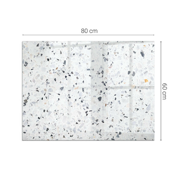 Rektangulär glasskiva under braskamin Stenmönster med små partiklar