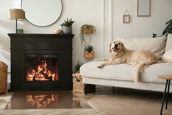 Rektangulär glasskiva under braskamin Färg Brun