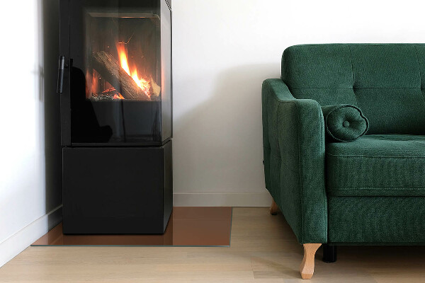 Rektangulär glasskiva under braskamin Färg Brun