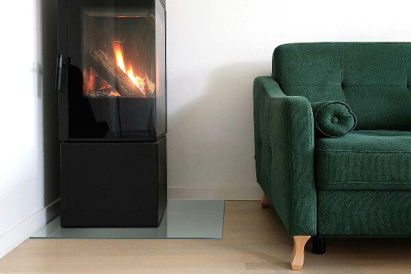 Rektangulär glasskiva under kamin Färg Ljusgrön