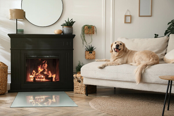 Rektangulär glasskiva under kamin Färg Ljusgrön