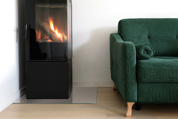 Rektangulär glasskiva under kamin Färg Ljusbrun