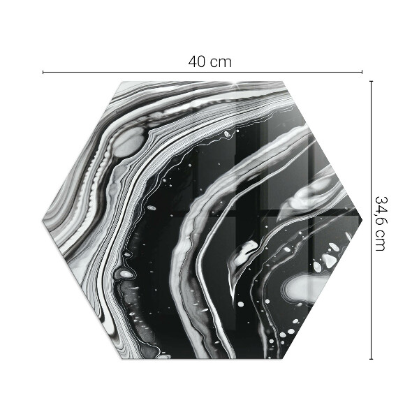 Sexhörning glasskiva under kamin Abstrakta vågor och linjer