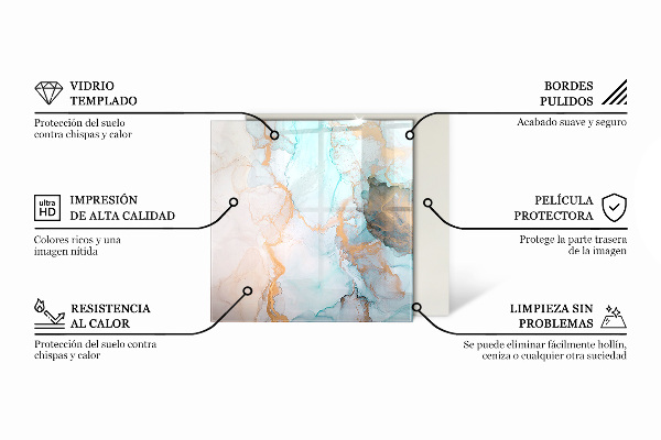 Sexhörning glasskiva under kamin Elegant marmor med ådringar