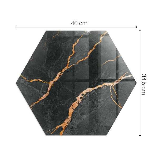Sexhörning glasskiva under kamin Elegant marmor med ådringar