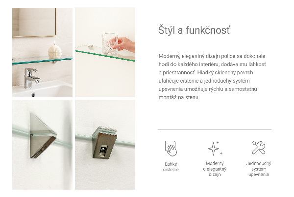 Vägghängd badrumshylla 50x13 cm