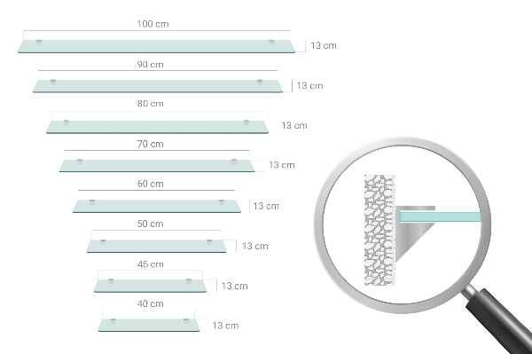 Vägghängd badrumshylla 50x13 cm