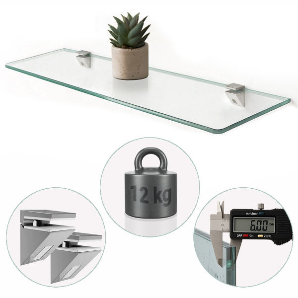 Spegelhylla i härdat glas 60x13 cm