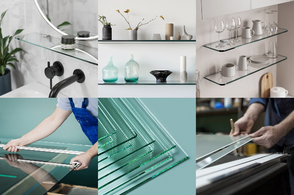 Spegelhylla i härdat glas 60x13 cm