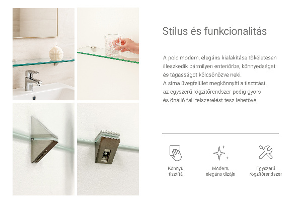 Vägghylla av glas 90x13 cm