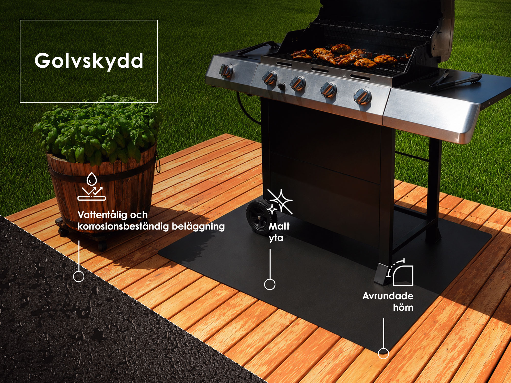 Stålunderlägg för grill
